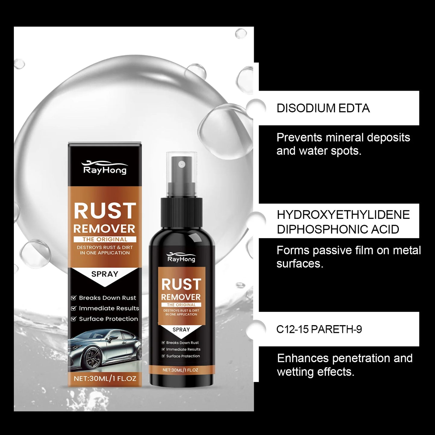 Metal Rust Remover Spray | Works in 5 Minutes, Safe & Effective